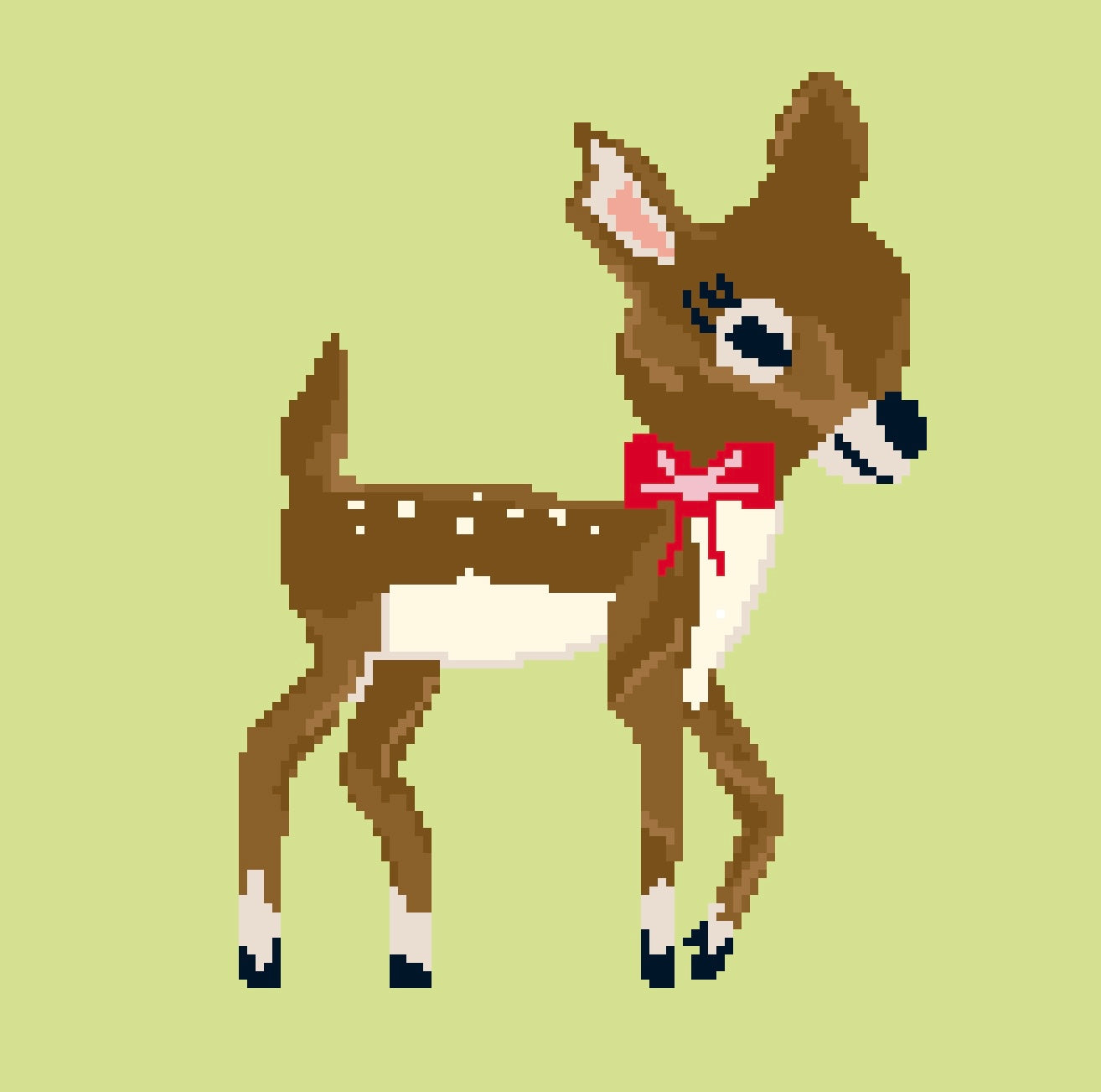 Christmas Doe With Red Bow
